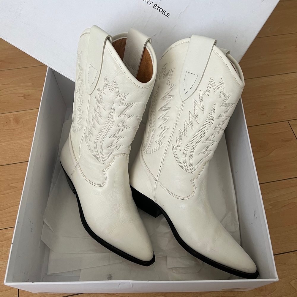 ****SOLD****Isabel Marant Denvee White Western Cowboy Heeled Boots Sz 36 or 6